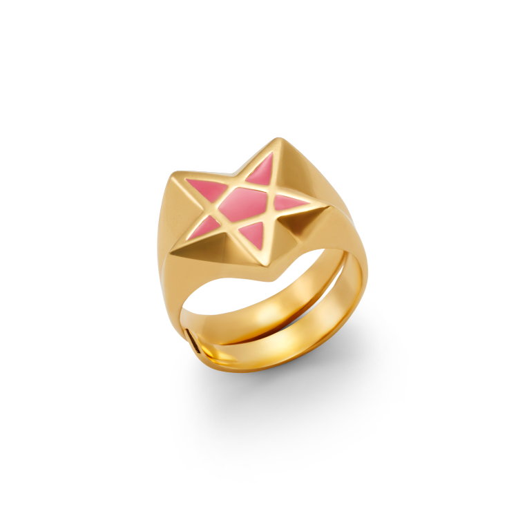 Pentagramm Ring mit Emaillelack