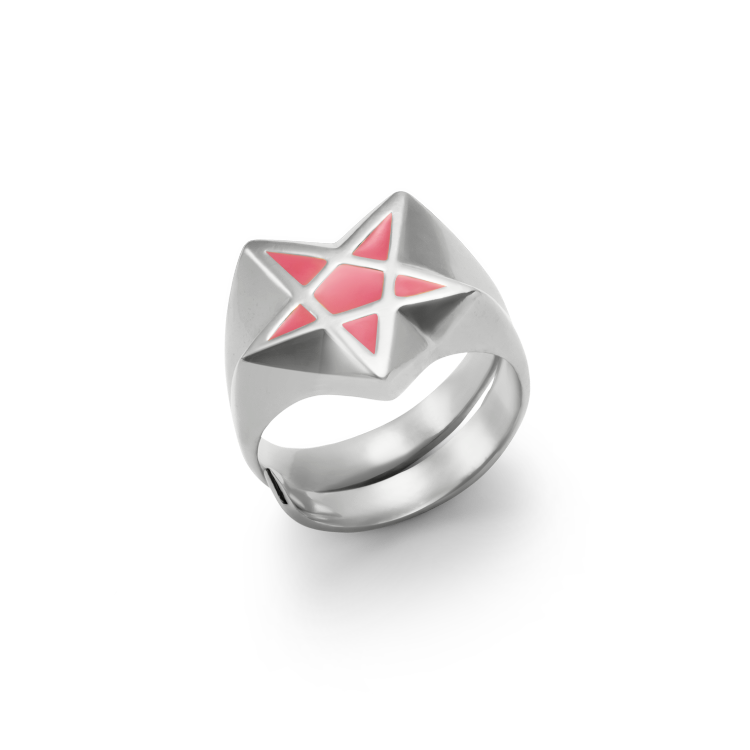 Pentagramm Ring mit Emaillelack