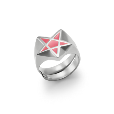 Pentagramm Ring mit Emaillelack