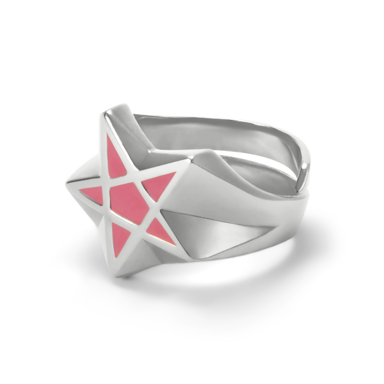 Pentagramm Ring mit Emaillelack